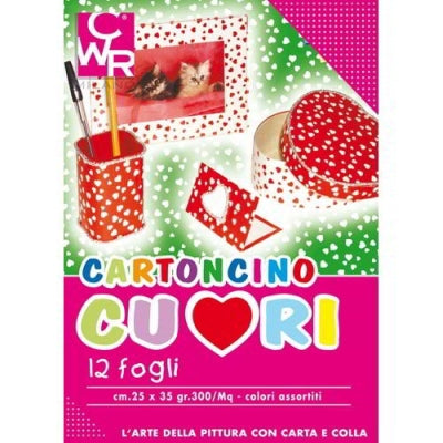 CARTONCINO CUORI 12fg 300gr 25x35cm CWR