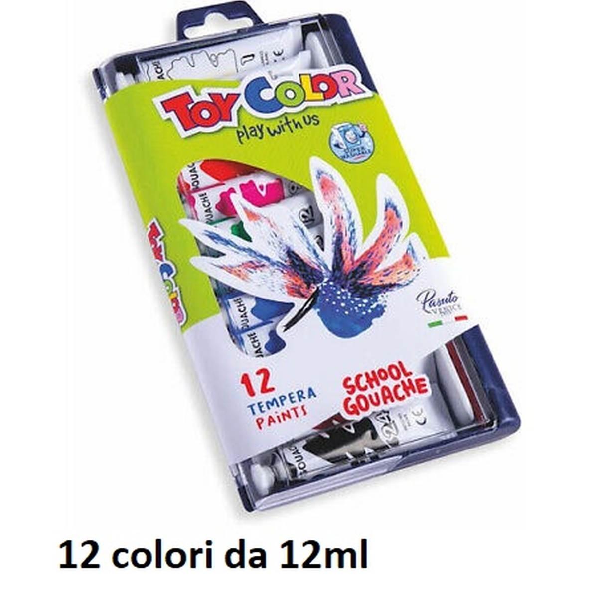 Tempera in tubetto toy color  12 tubetti da 12ml colori assortiti - età 3+ - (conf. 12)