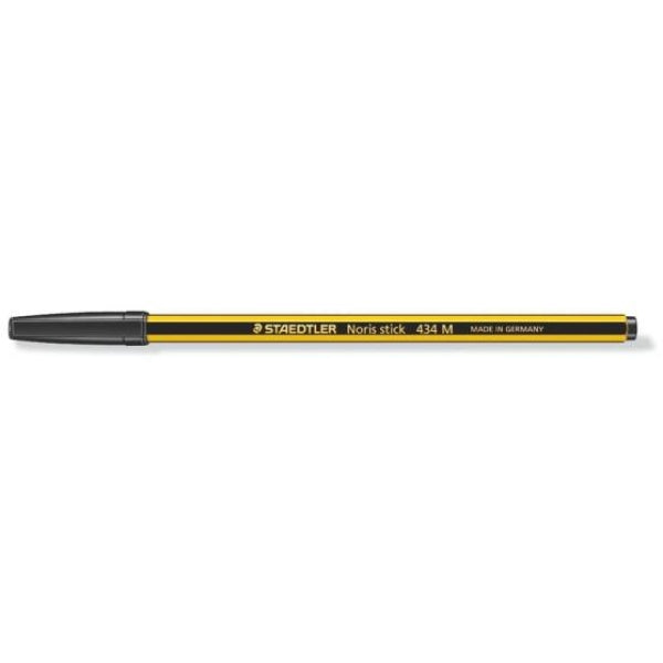 Penna a sfera con cappuccio Staedtler Noris Stick NERA - punta 1 mm - fusto giallo/nero - 1 PEZZO