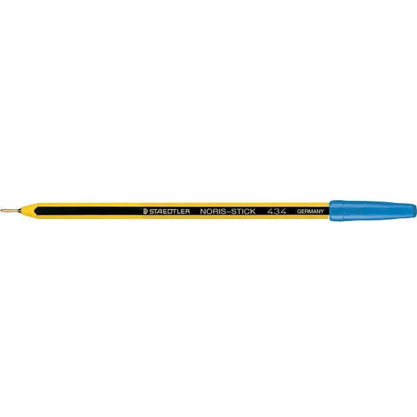 Penna a sfera con cappuccio Staedtler Noris Stick BLU - punta 1 mm - fusto giallo/nero - 1 PEZZO