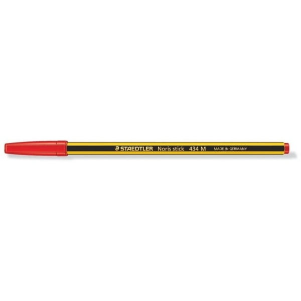 Penna a sfera con cappuccio Staedtler Noris Stick ROSSA - punta 1 mm - fusto giallo/nero - 1 PEZZO