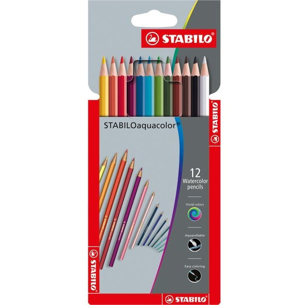 Matite colorate acquerellabili Stabilo Aquacolor - colori assortiti - mina 2,8 mm (conf. 12)