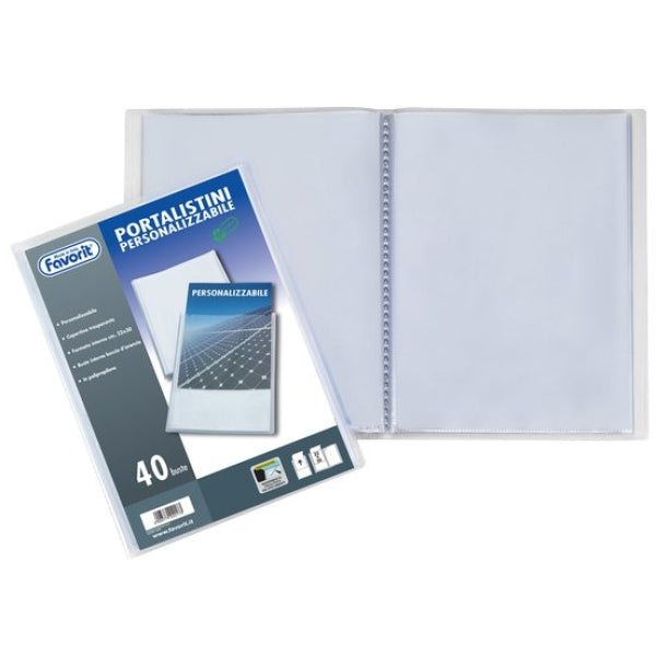 Portalistino personalizzabile A4 trasparente Favorit Sviluppo - 100 buste - 22x30 cm