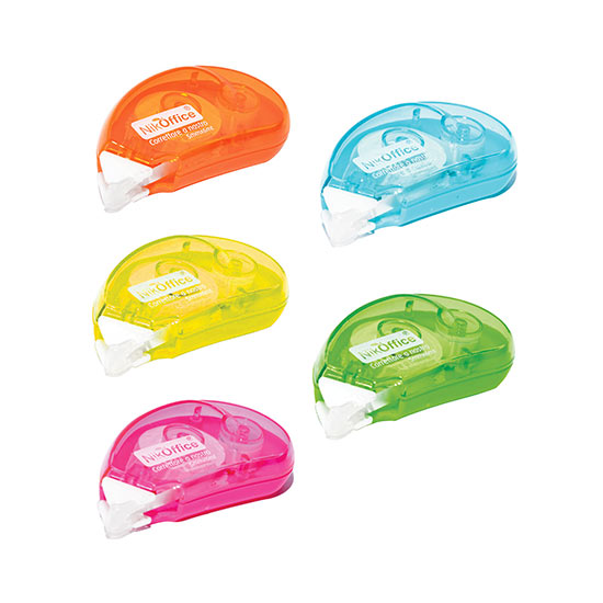 Correttore a nastro NikOffice colori assortiti. 5mm x 6 mt