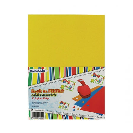 Fogli in FELTRO NikOffice  formato A4 colori assortiti adesivo - conf. 10 fogli - 23NIK140