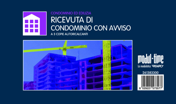 BLOCCO RICEVUTA DI CONDOMINIO CON AVVISO 3 COPIE AUTORICALCANTI  MODUL-TIME