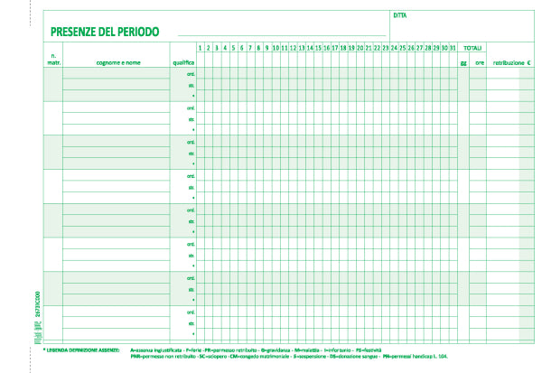REGISTRO PRESENZE MENSILI  MODUL-TIME