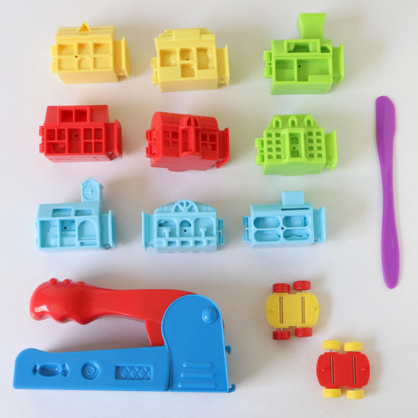 Set di pasta soffice da modellare in valigetta, 6 panetti, 14 accessori “città”. PRIMO MOROCOLOR