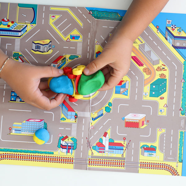 Set di pasta soffice da modellare in valigetta, 6 panetti, 14 accessori “città”. PRIMO MOROCOLOR