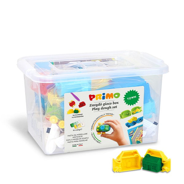 Set di pasta soffice da modellare in valigetta, 6 panetti, 14 accessori “città”. PRIMO MOROCOLOR