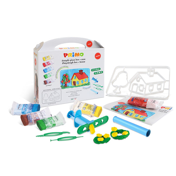 Set di pasta soffice da modellare, 5 panetti, 1 maxi sagoma casa, 6 accessori creativi, 1 tovaglietta.. PRIMO MOROCOLOR