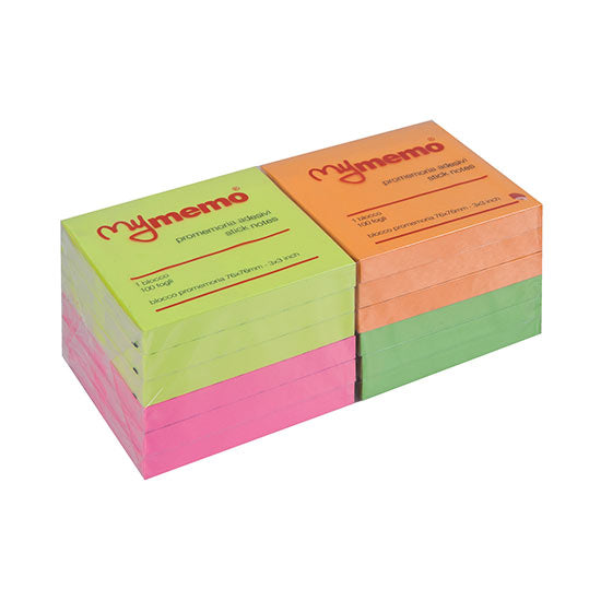MYMEMO RIPOSIZIONABILI NEON NIKOFFICE 76X76 100 FF - 1 PEZZO