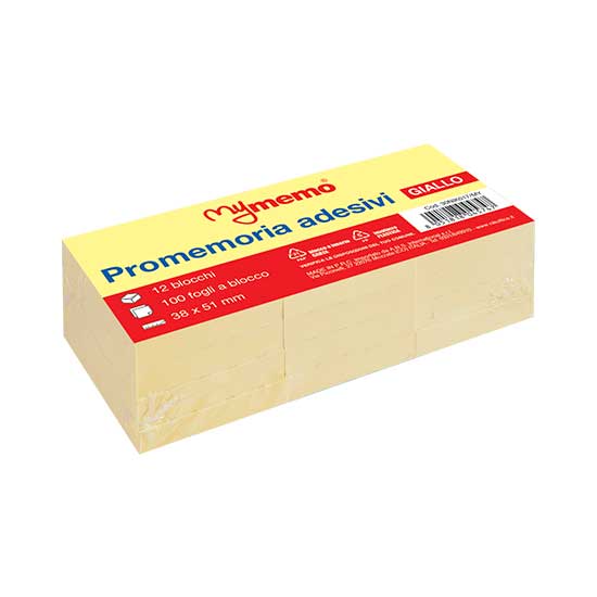 Blocchetti riposizionabili My Memo NikOffice 38x51 mm colore giallo 100ff - 12 pezzi