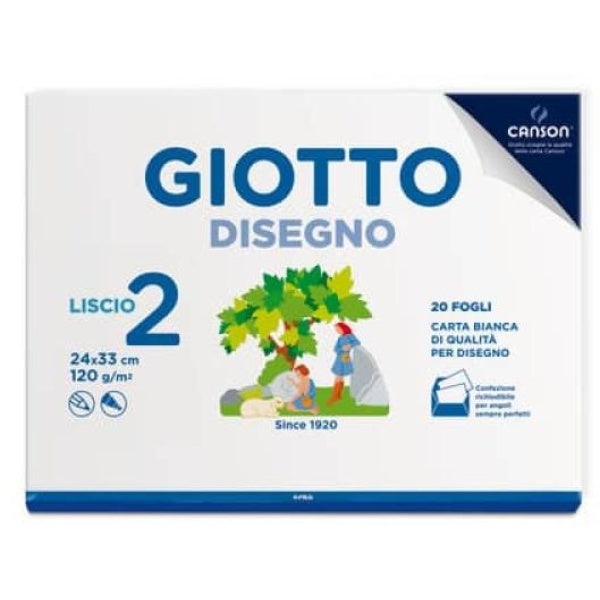 Album disegno 24x33 cm liscio Giotto Disegno 2 (120 gr) - 20 fogli -
