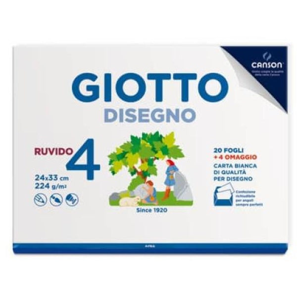 Album disegno 24x33 cm  ruvido Giotto Disegno 4 (224 gr) - 24 fogli -