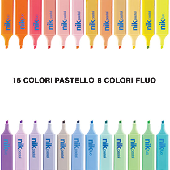 EVIDENZIATORI NIKFLUO E NIKPASTEL 24 COLORI NIKPFFICE