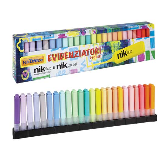 EVIDENZIATORI NIKFLUO E NIKPASTEL 24 COLORI NIKPFFICE