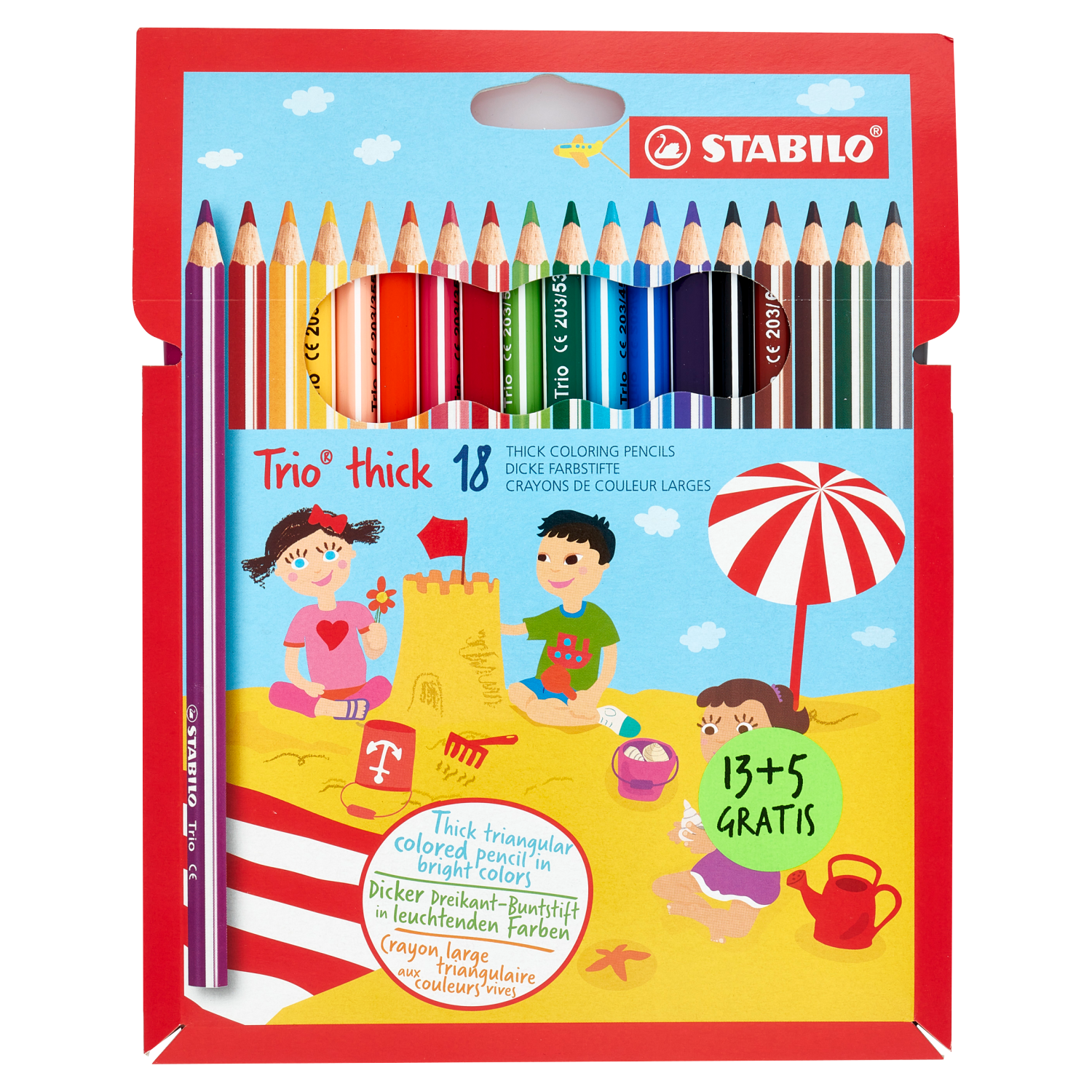 Matita colorata MAXI  STABILO Trio thick 18 pezzi