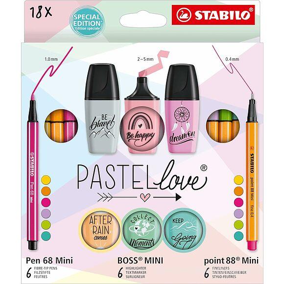 STABILO MINI WORLD PASTEL SET18PZ(6 FINELINER MINI,6 PENNARELLI MINI,6 EVIDENZIATORI MINI)