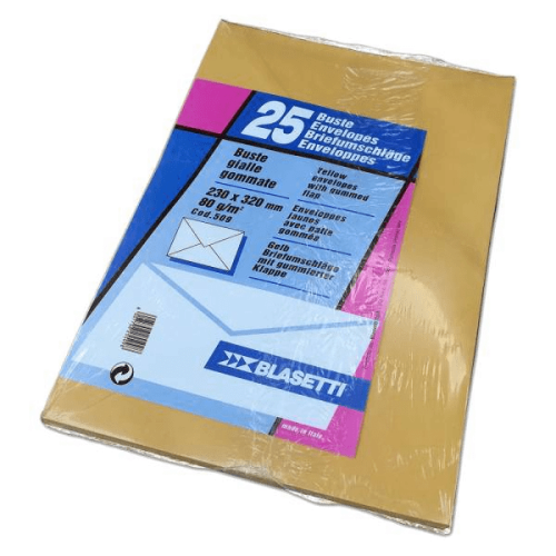 Buste gialle 23x32 cm Blasetti 0509 gommata (80 gr) - (conf. 25)