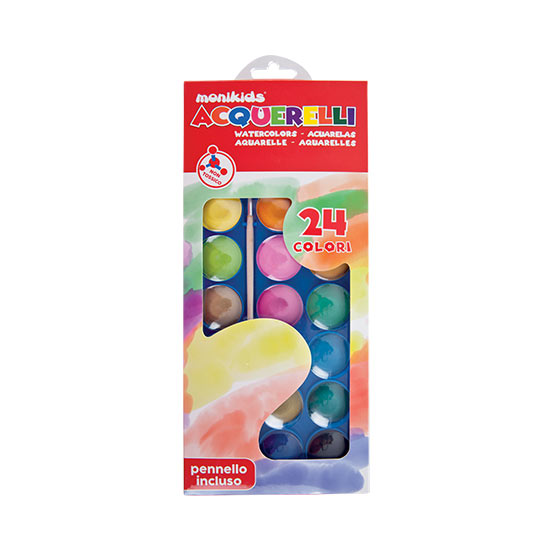 Colori acquerello in 24 colori pastiglie da ø30mm NikOffice - 1 PEZZO