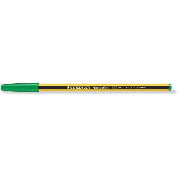 Penna a sfera con cappuccio Staedtler Noris Stick VERDE - punta 1 mm - fusto giallo/nero - 1 PEZZO