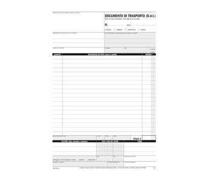 BLOCCO DOCUMENTO DI TRASPORTO A4 3 COPIE  DATA UFFICIO DU1687CD330