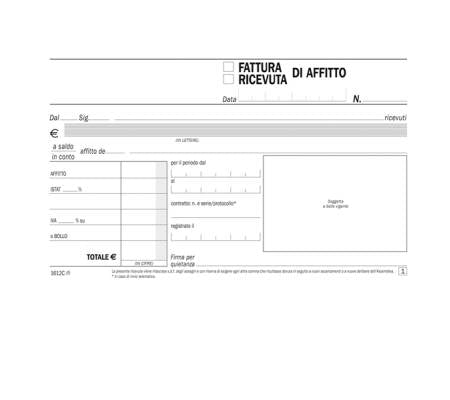 Blocco ricevute di Affitto - 50-50 copie autoricalcanti DATA UFFICIO