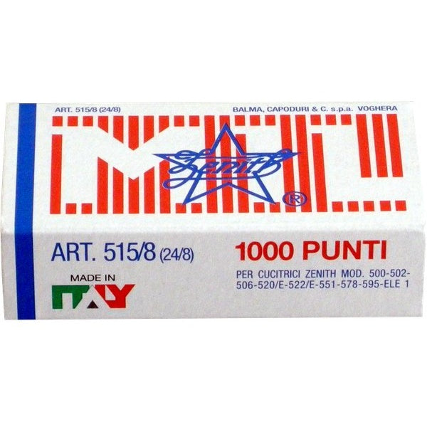 Punti 24/8 per cucitrici Zenith - 1000 punti - 1 CONF. DA 1000 PUNTI