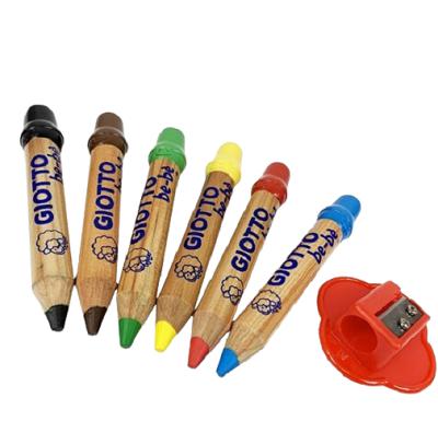 Pastelloni In Legno Giotto Bebe` Da 6 Pezzi Con Temperamatite