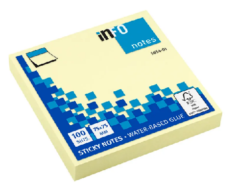 Blocchetti riposizionabili Info Notes 75x75 mm colore giallo 100ff - 1 pezzo