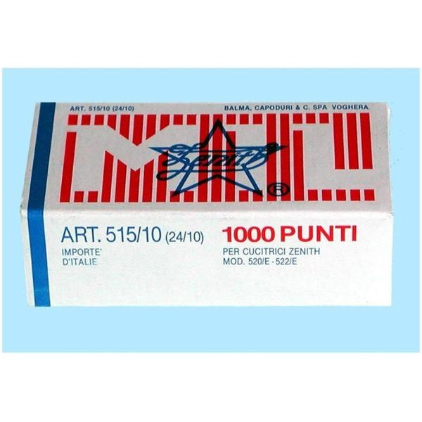 Punti 24/10 per cucitrici Zenith - 1000 punti - 1 CONF. DA 1000 PUNTI