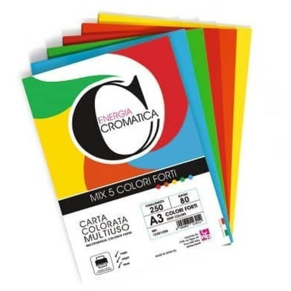 Carta colorata A4 assortiti - tinte forti  80 gr - risma 100 fogli