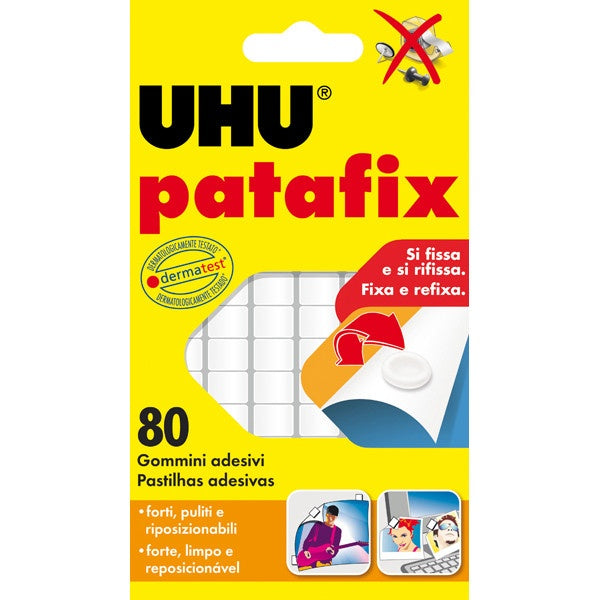 Blister 80 supporti gomma adesiva uhu patafix bianco - 1 pezzo