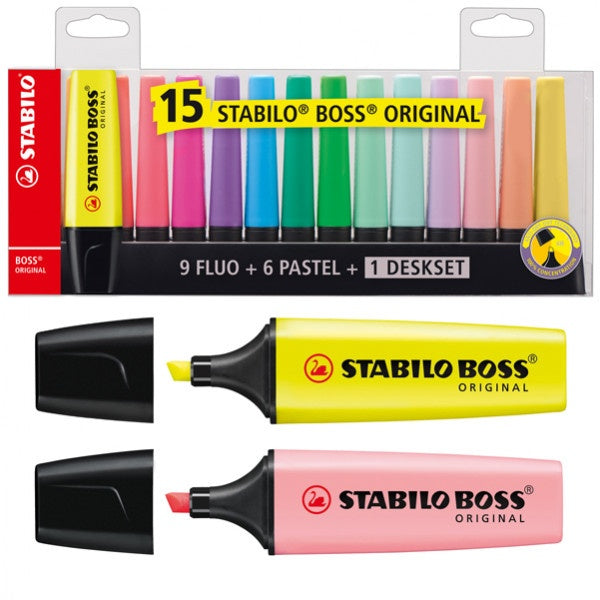 Evidenziatore Stabilo Deskset colori assortiti - tratto 2-5 mm (conf. 15)