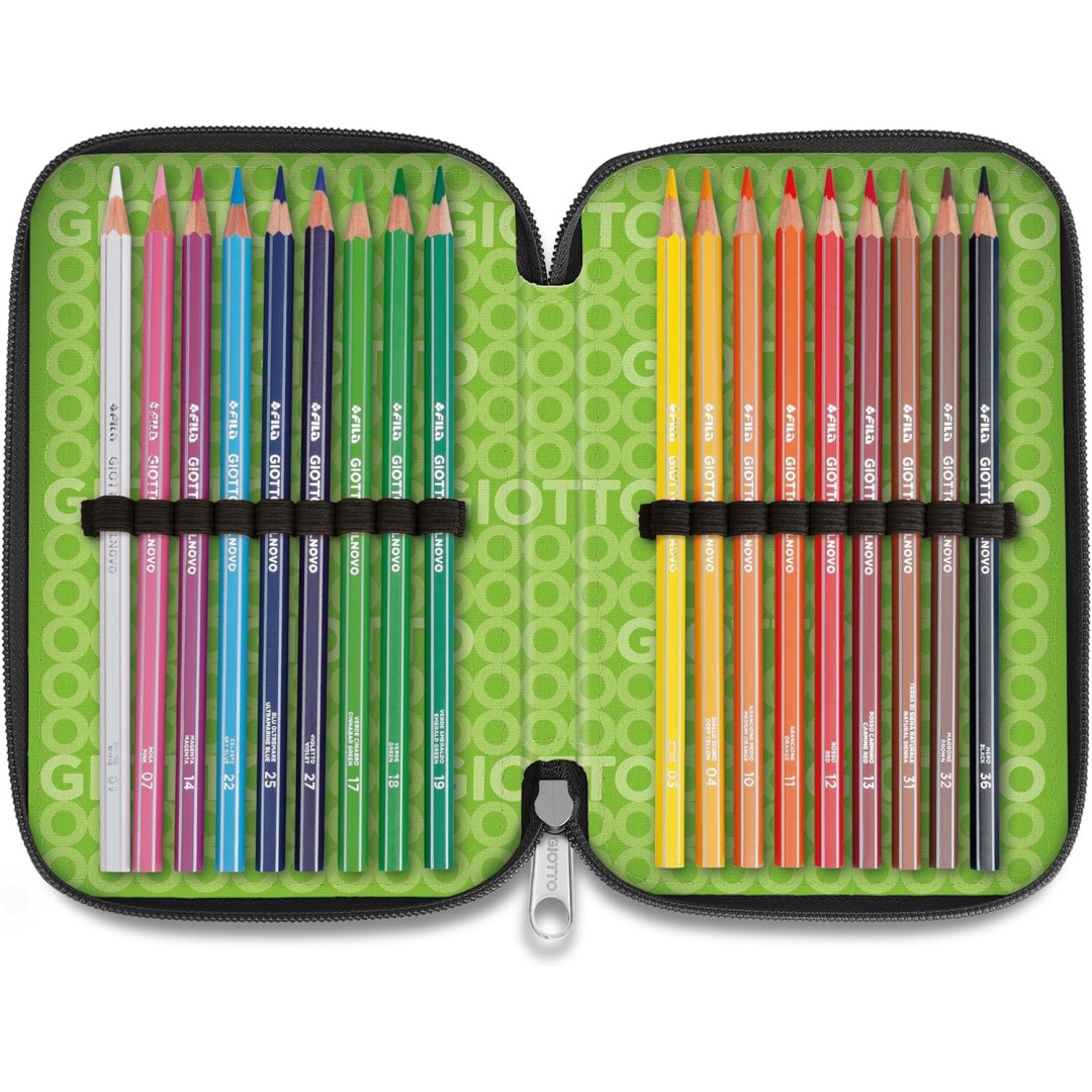 ASTUCCIO 3 ZIP GIOTTO SHINY (18 TURBOCOLOR + 18 STILNOVO + 10 ACCESSORI GIOTTO)