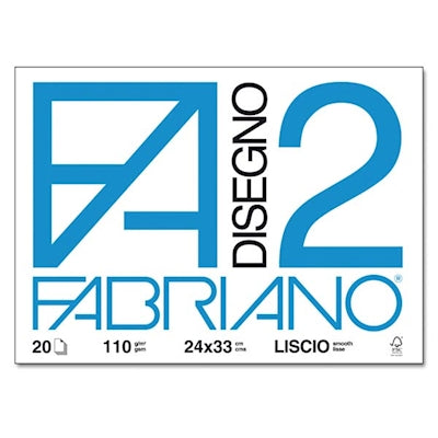 Blocco disegno 24x33 liscio Fabriano F2 (110 gr) - 20 fogli