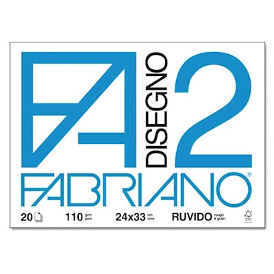 Blocco disegno 24x33 ruvido Fabriano F2 (110 gr) - 20 fogli