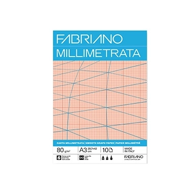 Blocco carta millimetrata - A3 - 29,7 x 42 cm - 10 fogli - 80gr - Fabriano - 1 pezzo