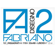 Blocco disegno 33x48 riquadrato Fabriano F2 (110 gr) - 12 fogli