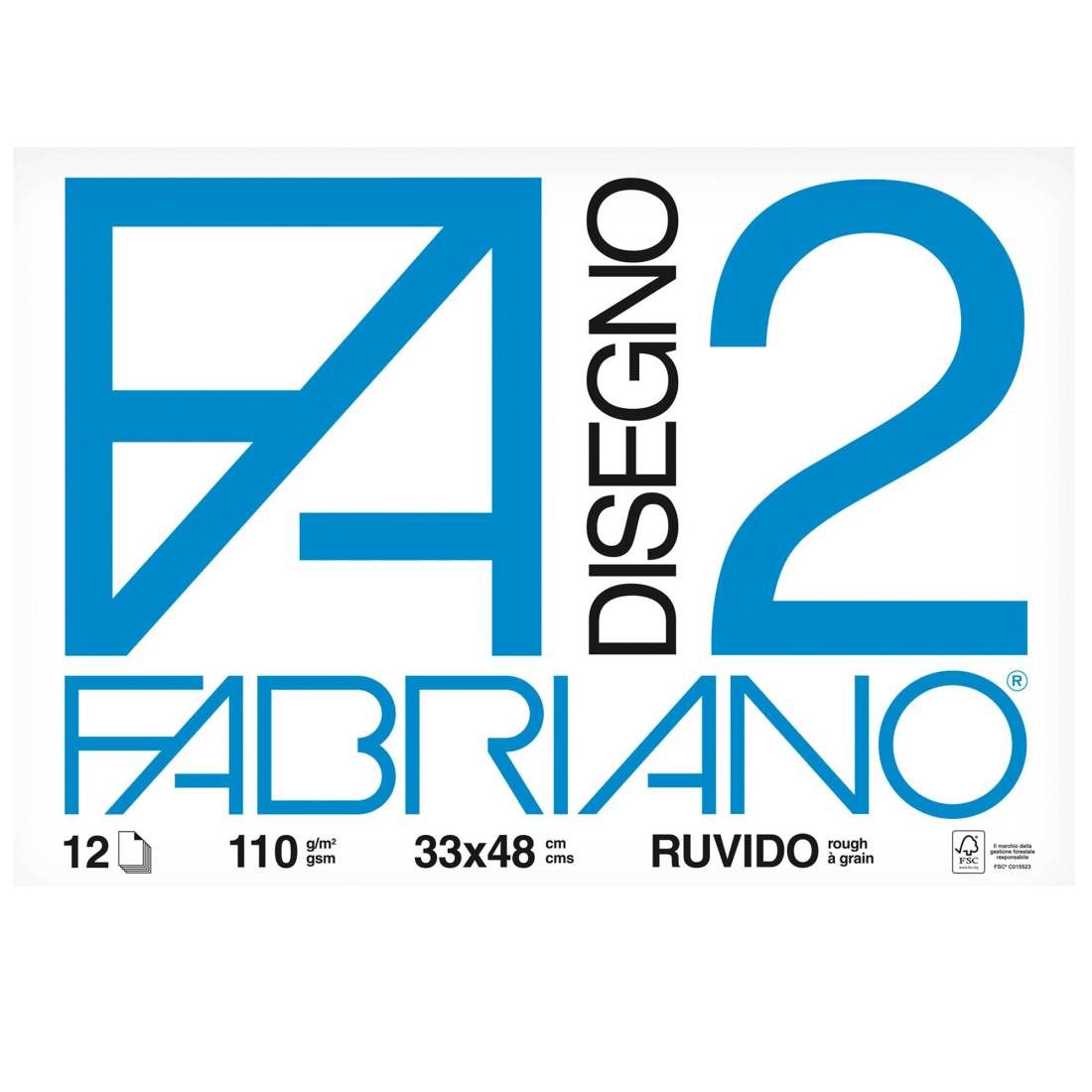 Blocco disegno 33x48 ruvido Fabriano F2 (110 gr) - 12 fogli