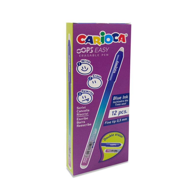 Penna Carioca OOPS EASY BLU cancellabile (Conf. 12 pezzi)