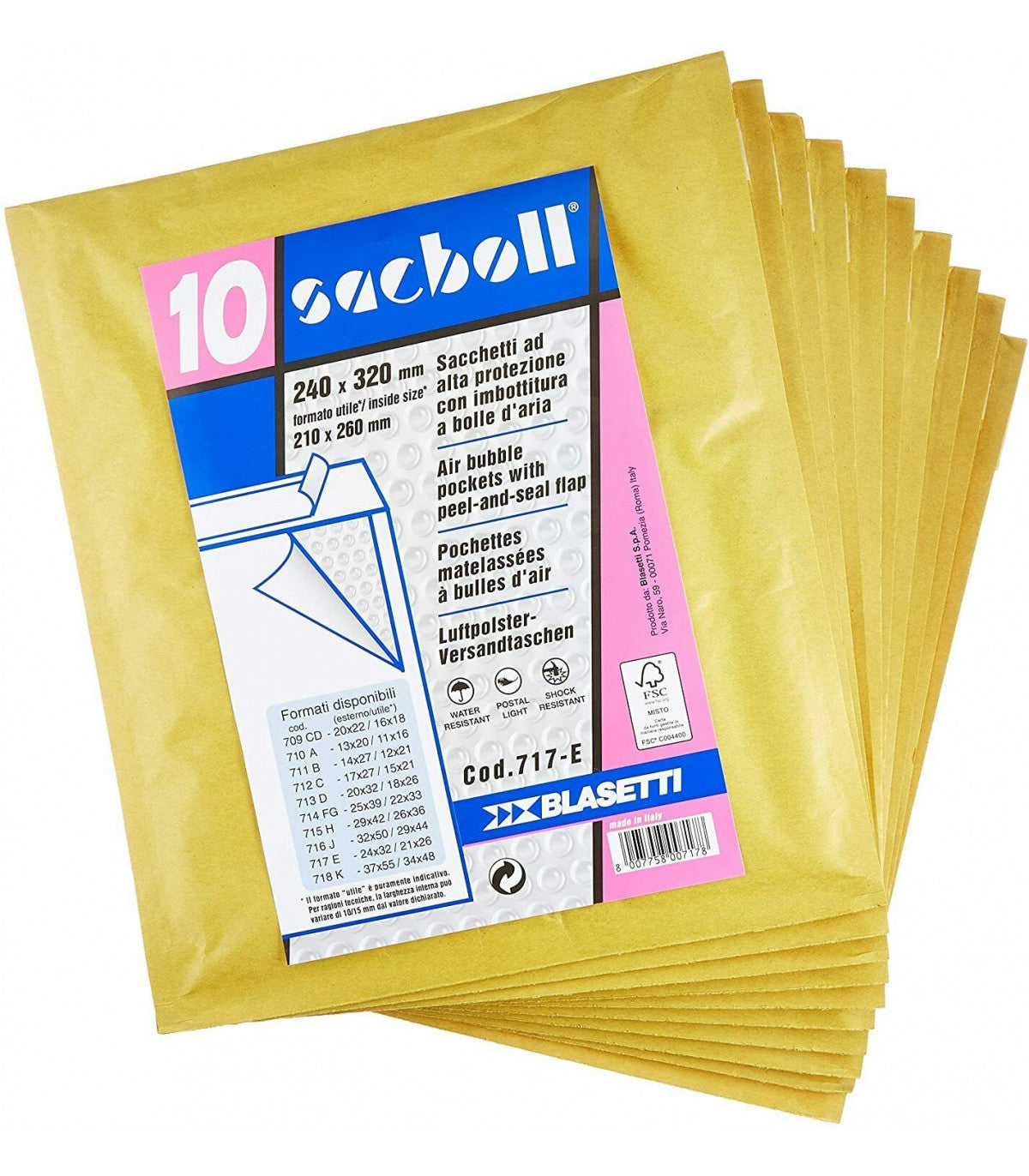 SACBOLL AVANA Misura 718K – Sacchetti con imbottitura a bolle d’aria - formato interno 34x48 cm - formato esterno 37x55 cm