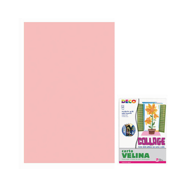 Carta velina CWR 50x76 cm conf. da 24 fogli. Colore rosa. 1 Foglio
