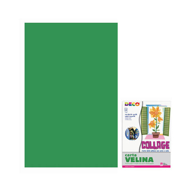 Carta velina CWR 50x76 cm conf. da 24 fogli. Colore verde scuro. 1 Foglio
