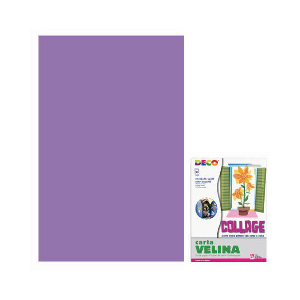 Carta velina CWR 50x76 cm conf. da 24 fogli. Colore viola. 1 Foglio