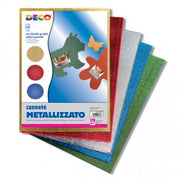 Set 10fg cartoncino ondulato  metallizzato 25x35cm cannete' colori assortiti cwr