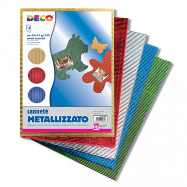 Set 10fg cartoncino ondulato  metallizzato 25x35cm cannete' colori assortiti cwr