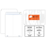 Buste a sacco Pigna Competitor in carta bianche (100 gr) - 30x40 cm - Conf. da 25 pezzi