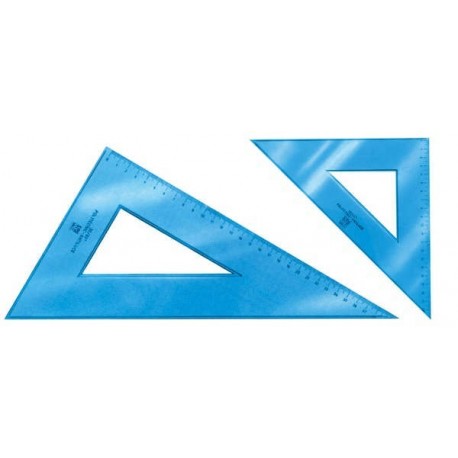 SQUADRE 30CM GRAFOTEC 60°- 45° IN PLASTICA TRASPARENTE AZZURRINA F.A.R.A.